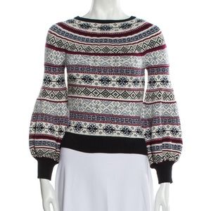 Alexander McQueen Striped Fair Isle Balloon Sleeve Sweater